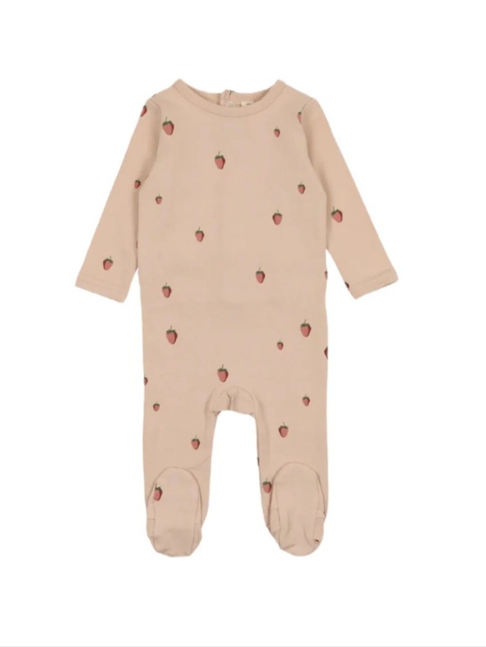 Lilette Neutral Pink Strawberry Print Footed One-Piece